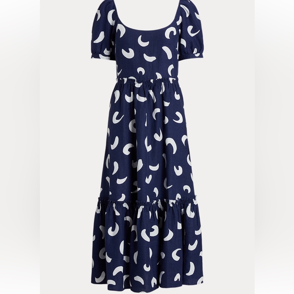 💙NWOT POLO RALPH LAUREN BRUSHSTROKE-MOTIF TIERED LINED DRESS SIZE 10 - Picture 8 of 16